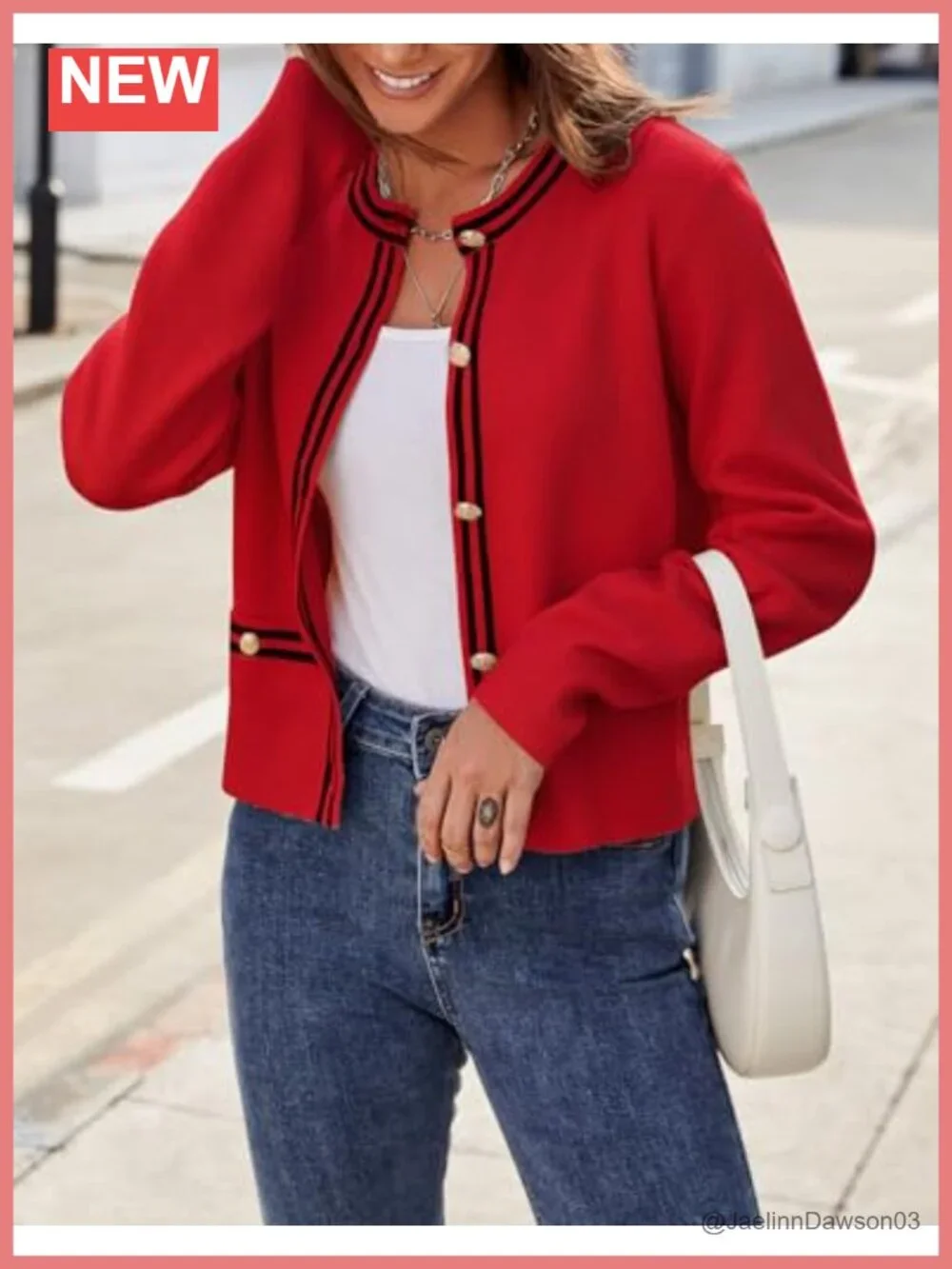 Cropped Tweed Cardigan Button Down Open Front Knit Sweater